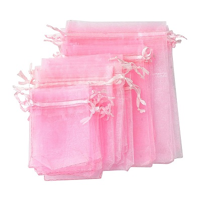30Pcs 4 Styles Rectangle Organza Bags Jewellery Storage Pouches Wedding Favour Party Mesh Drawstring Gift OP-FS0001-01B-1