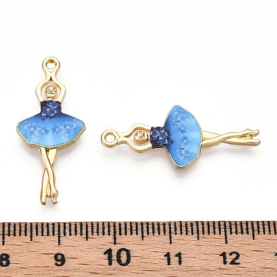 Printed Light Gold Tone Alloy Pendants ENAM-N056-207G-1