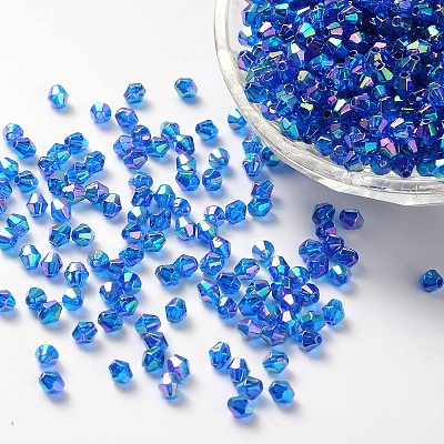 Bicone AB Color Plated Eco-Friendly Transparent Acrylic Beads X-TACR-A003-4mm-32-1