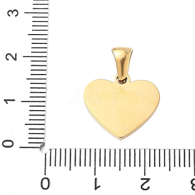 304 Stainless Steel Pave Natural White Shell Heart with Initial Slice Pendants STAS-R168-25G-S-1