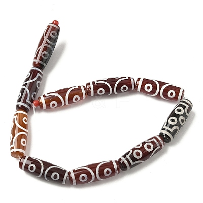 Rice Shape Tibetan Style dZi Beads Strands G-A269-A08-01-1