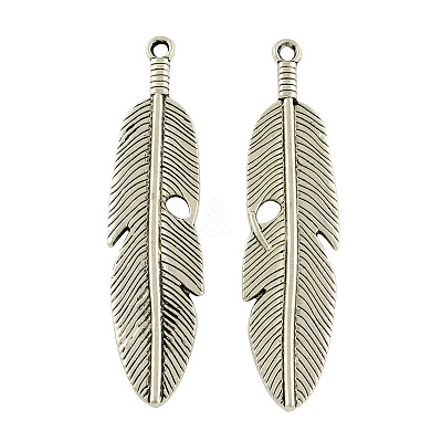 Tibetan Style Alloy Feather Big Pendants LS-TIBEP-A12720-P-RS-1