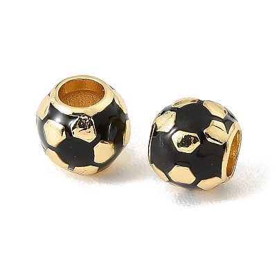 Sports Ball Brass Enamel European Beads KK-CBAF2EC-03G-04-1