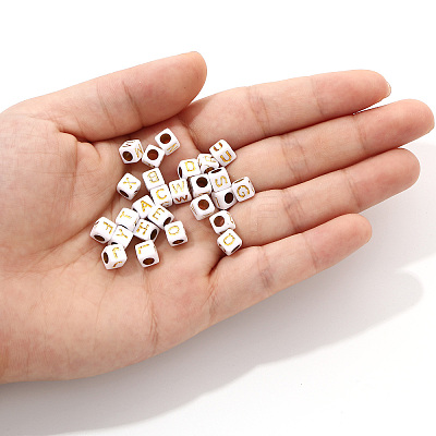 156Pcs 26 Style White Plating Acrylic Letters Beads SACR-YW0001-02-1