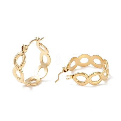 304 Stainless Steel Oval Link Chunky Hoop Earrings for Women Ion Plating(IP) EJEW-P197-06G-1