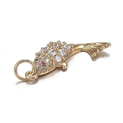 Brass Micro Clear Cubic Zirconia Pendants X-ZIRC-F120-044G-1