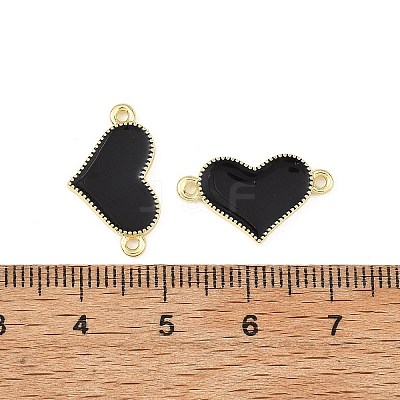 Brass Enamel Heart Links Connector Charms KK-B198-01G-B-1