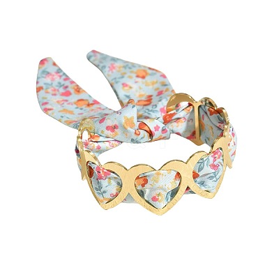 Floral Fabric Iron Cuff Bangles for Women FS-WG41D7B-02-1