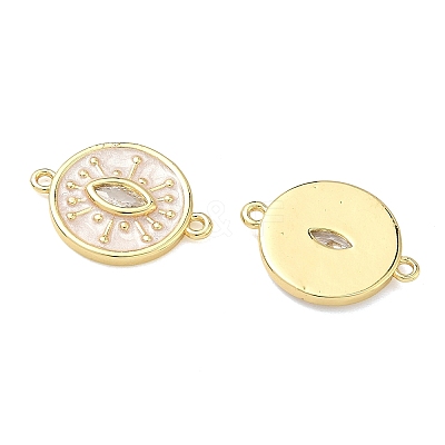 Brass Pave Clear Cubic Zirconia Evil Eye Links Connector Charms KK-B170-14G-1