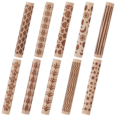 10Pcs 10 Styles Wood Rolling Pin AJEW-GF0014-29-1