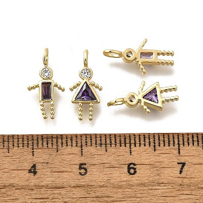 Brass Micro Pave Cubic Zirconia Pendants KK-D339-02G-06-1