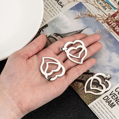 Tarnish Resistant Heart to Heart 201 Stainless Steel Pendants STAS-I032-122-1