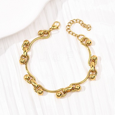 304 Stainless Steel Curved Bar Link Chain Bracelets for Women BJEW-F536-15G-1