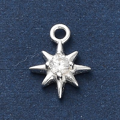 925 Sterling Silver Clear Cubic Zirconia 8-Pointed Star Charms STER-U009-06S-1