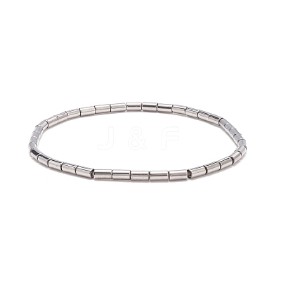 Glass Column Beaded Stretch Bracelet for Women BJEW-JB08625-02-1