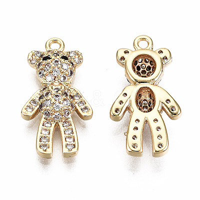 Brass Micro Pave Clear Cubic Zirconia Pendants KK-T056-80G-NF-1