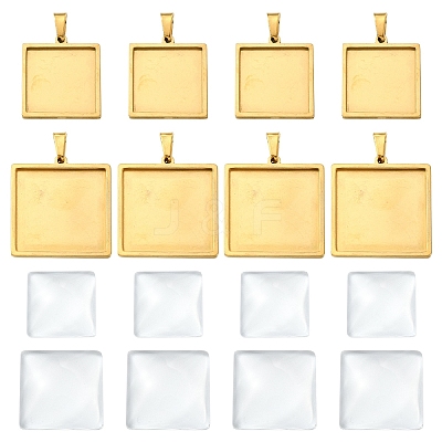 8Pcs 2 Styles 304 Stainless Steel Pendant Cabochon Settings STAS-YW0003-50-1