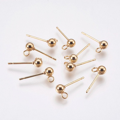 Ion Plating(IP) 304 Stainless Steel Ball Stud Earring Post STAS-H410-10G-1