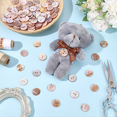 100Pcs Natural Shell Buttons BUTT-ME0001-24B-1