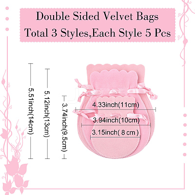 15Pcs 3 Styles Double Sided Velvet Bags TP-YW0001-07A-1