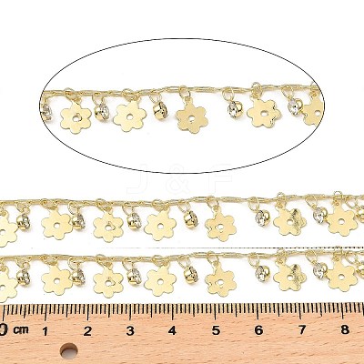 Rack Plating Brass Flower Link Chains CHC-A007-08KCG-1