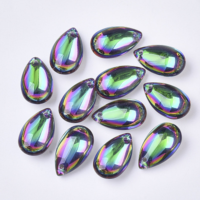 Transparent K9 Glass Pendants GGLA-S055-9x16-001VO-1