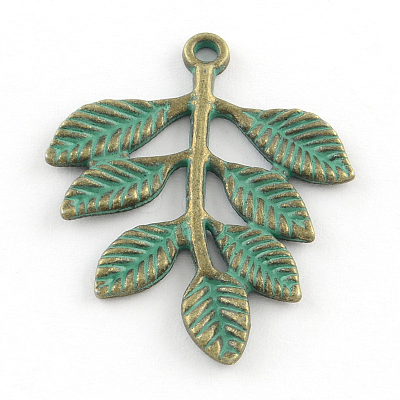Leaf Zinc Alloy Pendants PALLOY-R065-118-FF-1