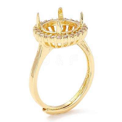 Brass Cubic Zirconia Adjustable Solitaire Ring Components KK-K266-07G-1