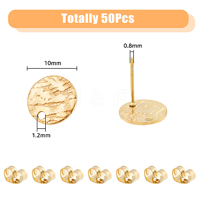 50Pcs Ion Plating(IP) 304 Stainless Steel Stud Earring Findings STAS-DC0012-98-1