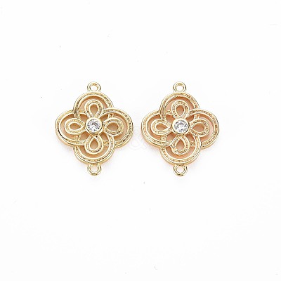 Brass Micro Pave Clear Cubic Zirconia Connector Charms X-KK-S356-712-1
