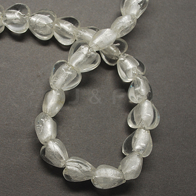 Handmade Silver Foil Glass Beads FOIL-R050-12x8mm-17-1