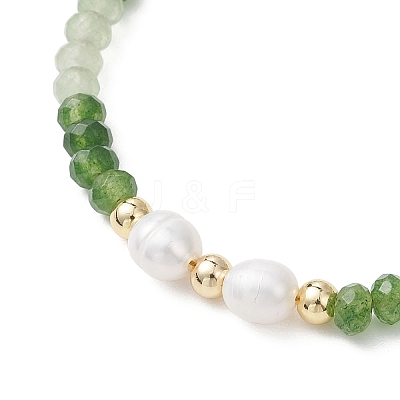 201 Stainless Steel Sun Pendant Dyed Faceted Rondelle Natural Malaysia Jade & Natural Pearl Beaded Necklaces NJEW-JN05814-1