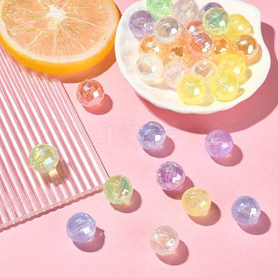 30Pcs Rainbow Iridescent Plating Acrylic Beads TACR-CJ0001-52-1