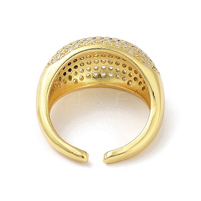 Brass with Cubic Zirconia Open Cuff Rings for Women RJEW-A035-21G-1
