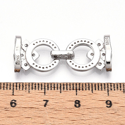 925 Sterling Silver Micro Pave Clear Cubic Zirconia Fold Over Clasps STER-T008-01P-1