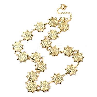 304 Stainless Steel Sun Link Chain Necklaces for Women NJEW-G178-14G-1