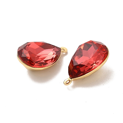 Real 18K Gold Plated Brass with Glass Pendants KK-177-22G-05-1