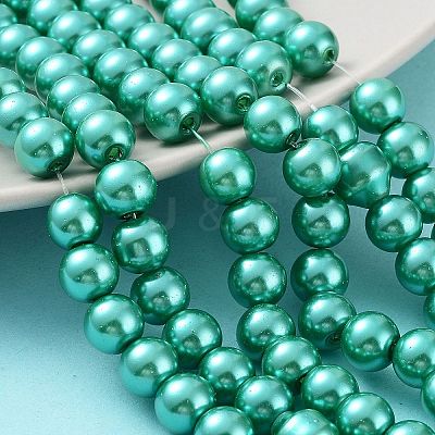 Baking Paint Pearlized Glass Pearl Round Bead Strands HY-Q330-8mm-29-1