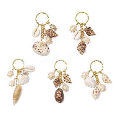Ocean Style Natural Shell with Synthetic Turquoise Keychains KEYC-JKC01231-1