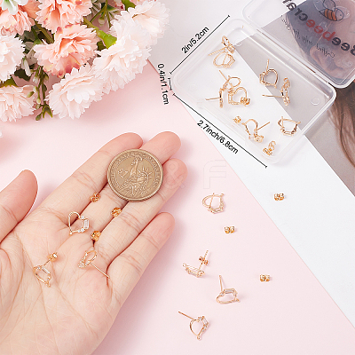 20Pcs Brass Cubic Zirconia Stud Earring Findings KK-BBC0004-98-1