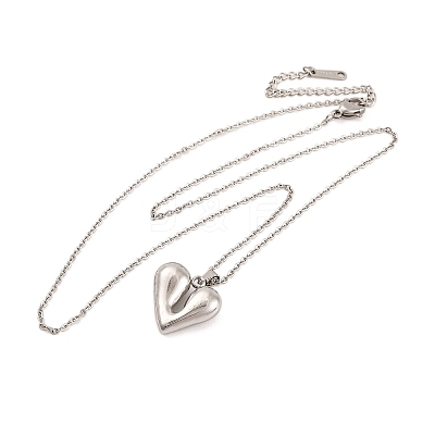 Non-Tarnish 304 Stainless Steel Heart Pendant Necklaces for Women LS-EJEW-Z044-01P-1