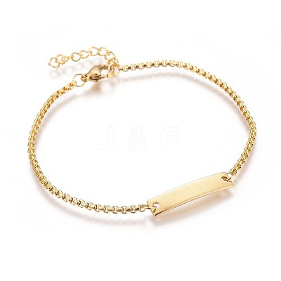 Ion Plating(IP) 304 Stainless Steel ID Bracelets BJEW-L637-10-G-1