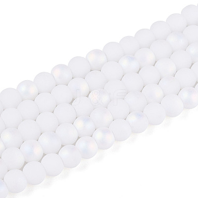 Frosted Opaque Glass Beads Strands GLAA-T032-P4mm-MBB02-1