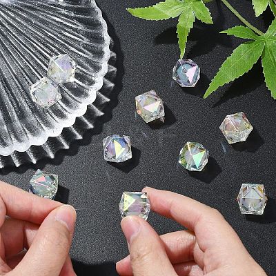 10Pcs Two Tone UV Plating Rainbow Iridescent Acrylic Beads TACR-YW0002-33C-1