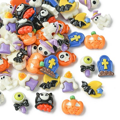 60Pcs 10 Styles Halloween Theme Opaque Resin Decoden Cabochons CRES-CJ0001-69-1