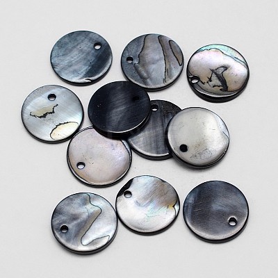 Dyed Natural Flat Round Shell Pendant SHEL-P003-04B-1