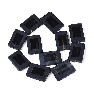 Dyed & Heated Natural  Black Agate Beads Strands G-T144-25B-02-1