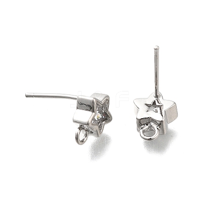 Brass with Cubic Zirconia Stud Earring Finding KK-Q048-16P-1