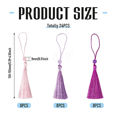 24Pcs 3 Colors Polyester Tassel Decorations OCOR-TADJ0007-01D-1