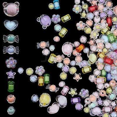 420Pcs 9 Styles Transparent Acrylic Beads TACR-PA0001-33-1